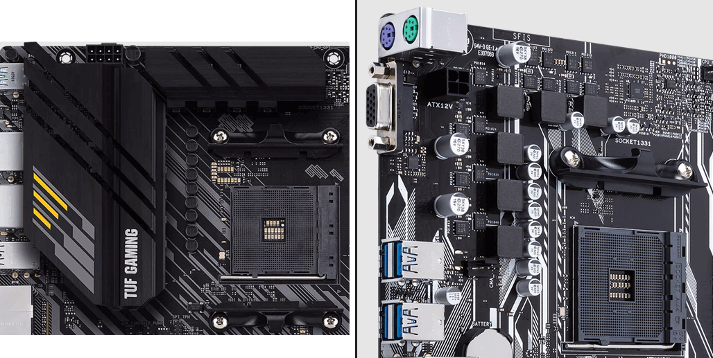 Массивный радиатор на зоне VRM и его отсутствие